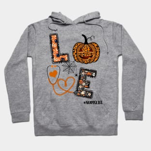 Love Nurse Pumpkin Leopard Fall Halloween Thanksgiving Women T-Shirt Hoodie